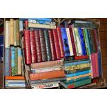 THREE BOXES OF BOOKS, mostly hardback novels, including Readers Digest, Everyman's Library and other