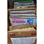 A TRAY AND A CASE CONTAINING OVER 125 LP'S, SINGLES AND 78'S, including a signed copy of The