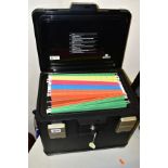 A HONEYWELL FIRE PROOF FILING/RECORD SECURITY BOX, with key, the interior fitted with hanging file