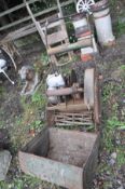 A VINTAGE RANSOMES PETROL LAWN MOWER with a Villiers engine (in need of Restoration) and a grass
