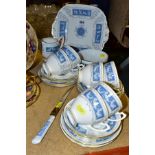 A COALPORT REVELRY PATTERN TEA SET, comprising six cups (one chipped at rim), six saucers, six tea