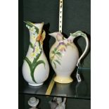 A FRANZ PORCELAIN ' SWEET PEA' JUG, height approximately 22cm and a Graff porcelain Butterfly