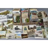 POSTCARDS, approximately 1300 - 1400 postcards in three boxes, box 1 contains a mixture of