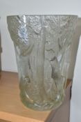 A JOSEF INWALD BAROLAC FOREST TREES, RELIEF MOULDED FROSTED GLASS VASE, height 25.5cm (Condition:-