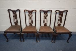A SET OF FOUR EARLY 20TH CENTURY CHIPPENDALE STYLE DINING CHAIR (Sd)