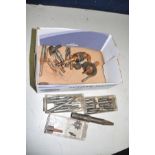 A SMALL TRAY CONTAINING MILLING TOOLS including reamers, chuck etc