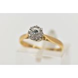 AN 18CT GOLD MID TO LATE 20TH CENTURY DIAMOND SINGLE STONE DIAMOND RING, modern round brilliant