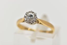 AN 18CT GOLD MID TO LATE 20TH CENTURY DIAMOND SINGLE STONE DIAMOND RING, modern round brilliant