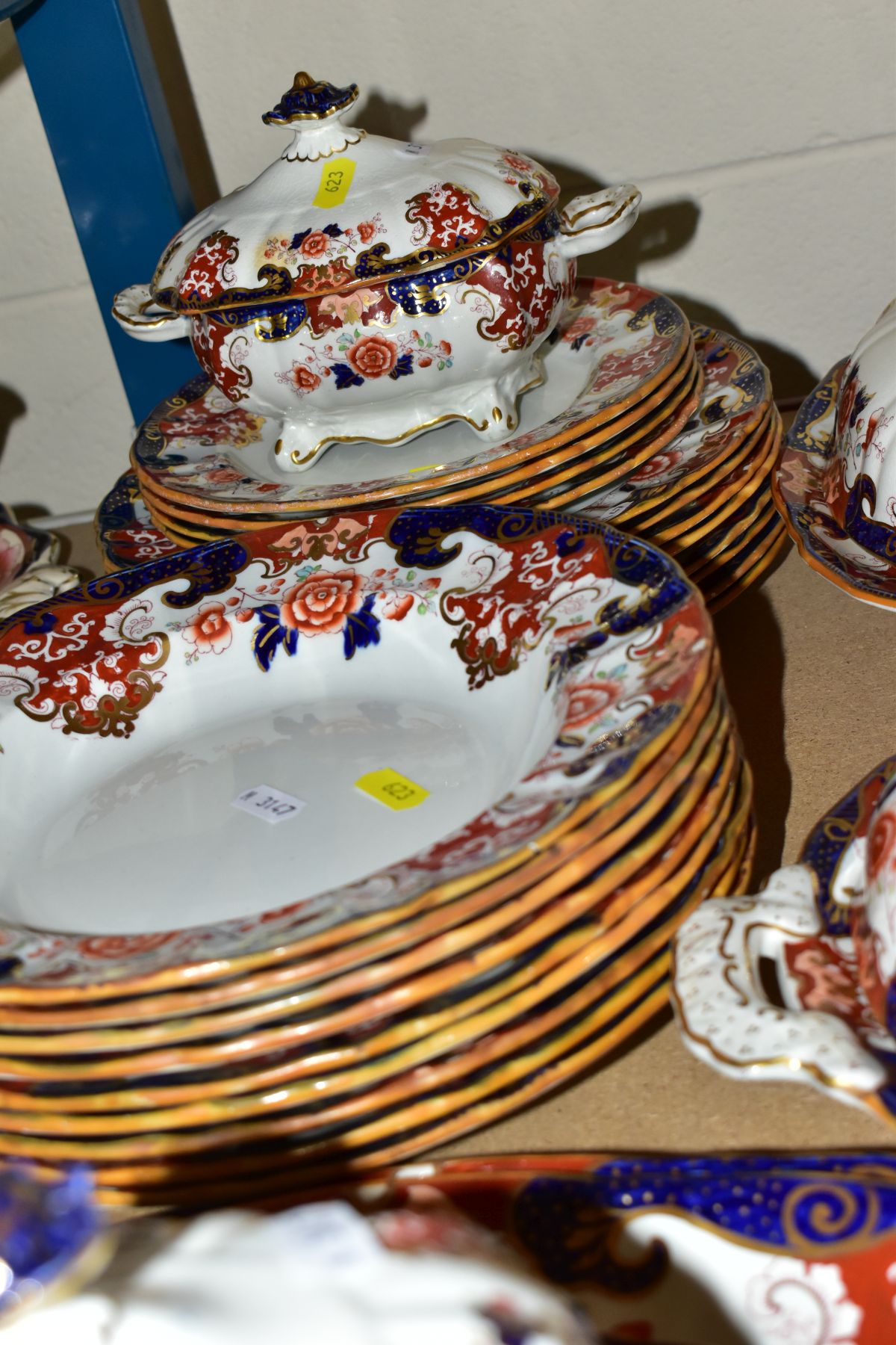 A MASONS AND ASHWORTH BROTHERS IRONSTONE PART DINNER SERVICE, Imari palette, comprising three oval - Image 4 of 6