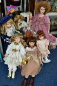 A COLLECTIN OF MODERN PORCELAIN COLLECTORS AND CELLULOID DOLLS ETC, to include boxed musical doll '