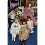 A COLLECTIN OF MODERN PORCELAIN COLLECTORS AND CELLULOID DOLLS ETC, to include boxed musical doll '