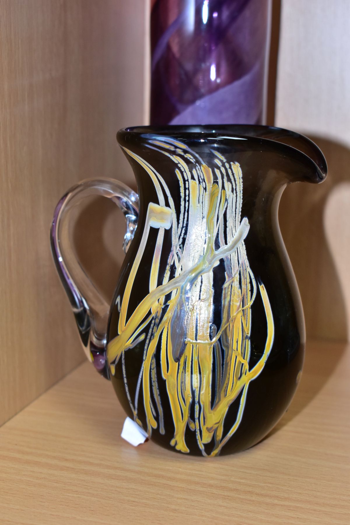 FIVE ART STUDIO GLASS VASES, comprising Royal Brierley range iridescent vase, height 15cm, a - Image 9 of 11