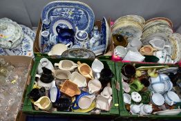 FIVE BOXES AND LOOSE CERAMICS AND GLASS, to include Wedgwood Capri tea wares, Colclough tea wares,