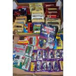 TWO BOXES OF BOXED AND LOOSE PROMOTIONAL VEHICLES, ETC, including Majorette Cadbury promotional