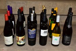 WINE, a collection of nineteen bottles of red wine and nine bottles of white wine, the red's