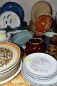 A COLLECTION OF VARIOUS DENBY TABLEWARES, to include a Homestead brown teapot, seven 'Memories' 25.