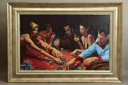 GABE LEONARD (AMERICAL CONTEMPORARY) 'POINT INSTANCE', a limited edition print of gamblers placing