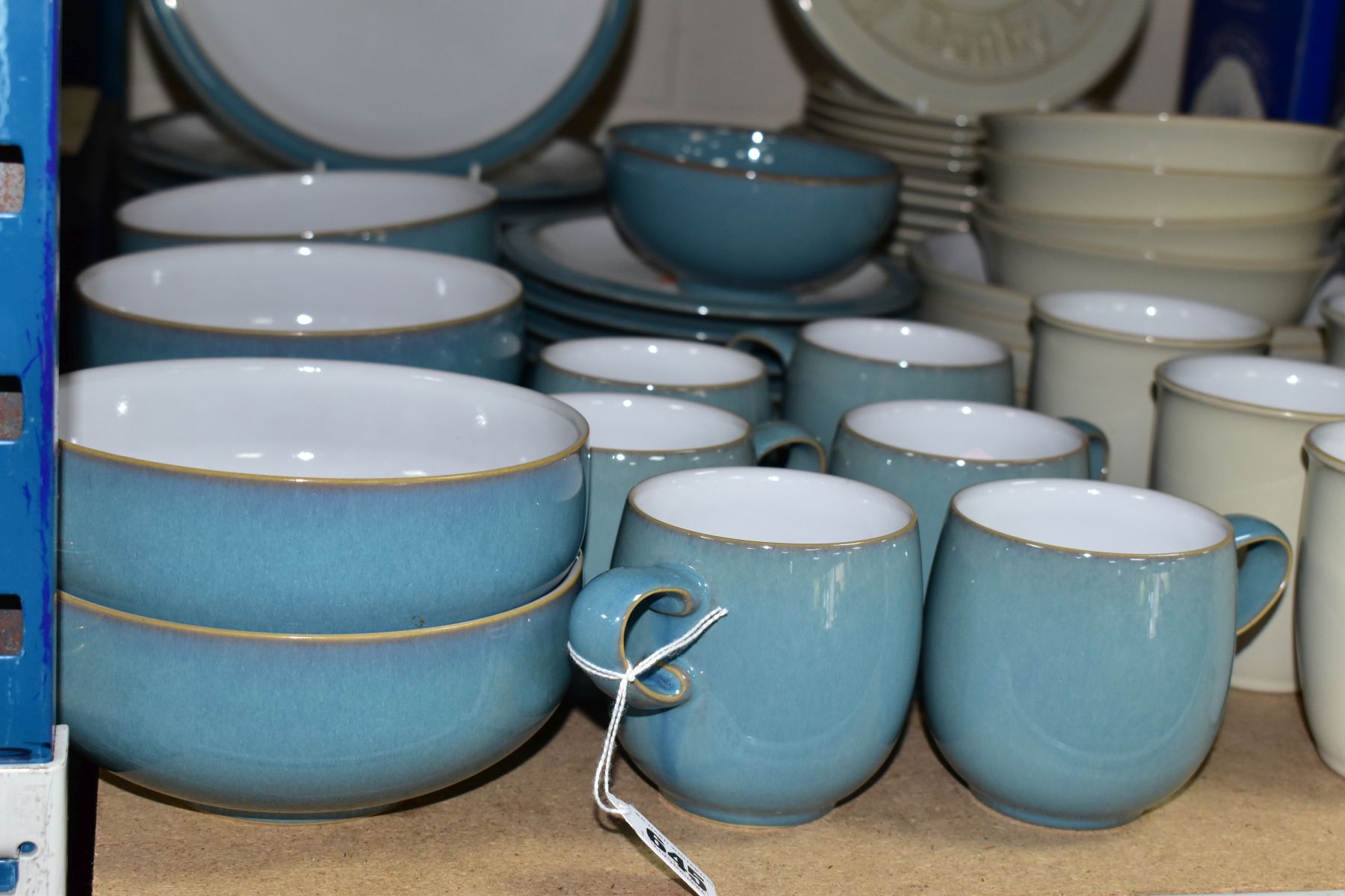 A QUANTITY OF DENBY DINNER WARES, in blue and stone coloured glazes, in the stone glaze three - Image 3 of 9