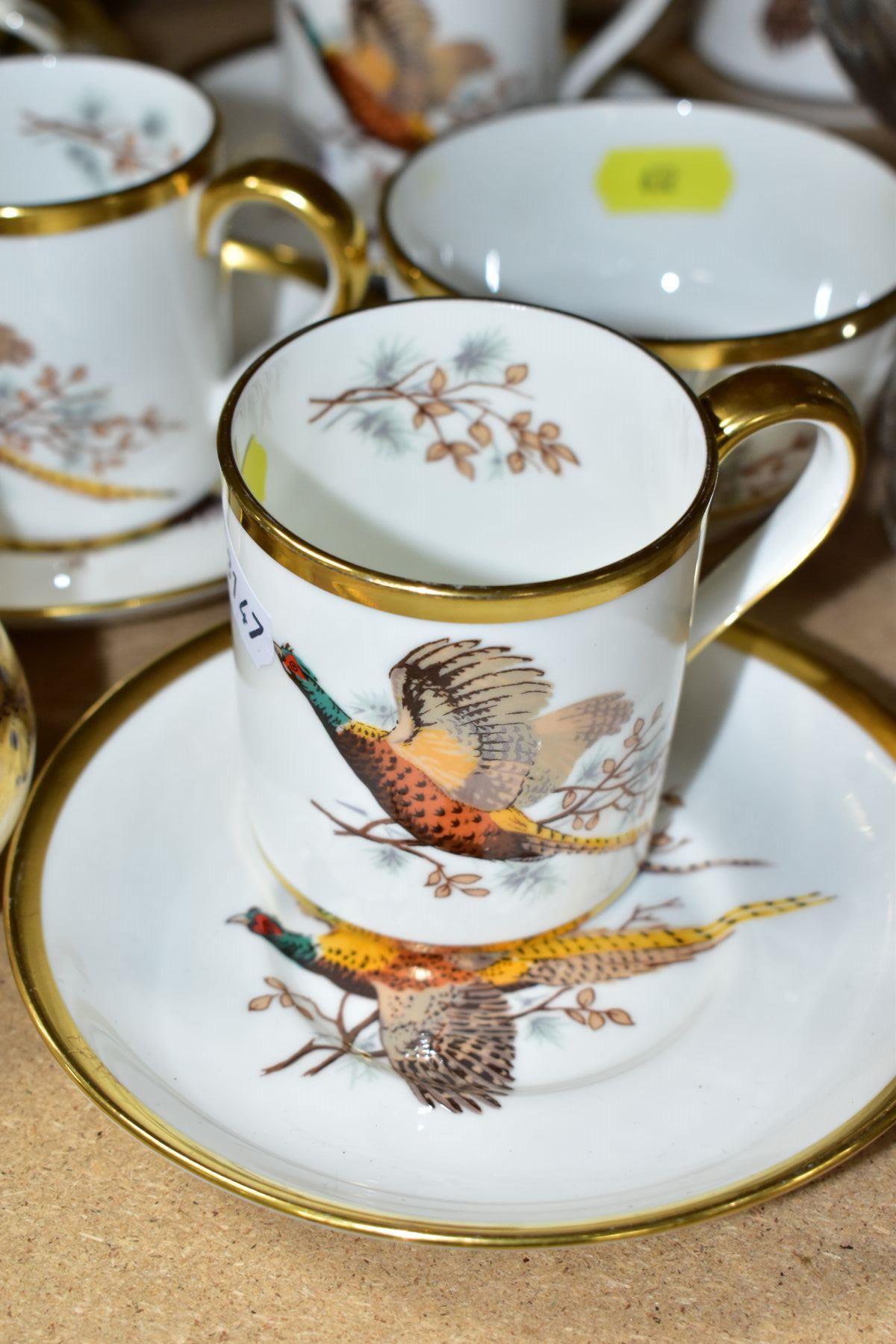 HAMMERSLEY TEA WARES, comprising a pheasant pattern coffee set for six, coffee pot cracked, - Image 8 of 8