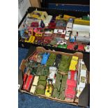 A QUANTITY OF UNBOXED AND ASSORTED PLAYWORN DIECAST VEHICLES, Dinky, Corgi, Matchbox, Britains