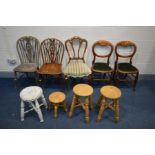 FIVE VARIOUS PERIOD CHAIRS to include a Victorian chair, two various wheel back chairs and two other