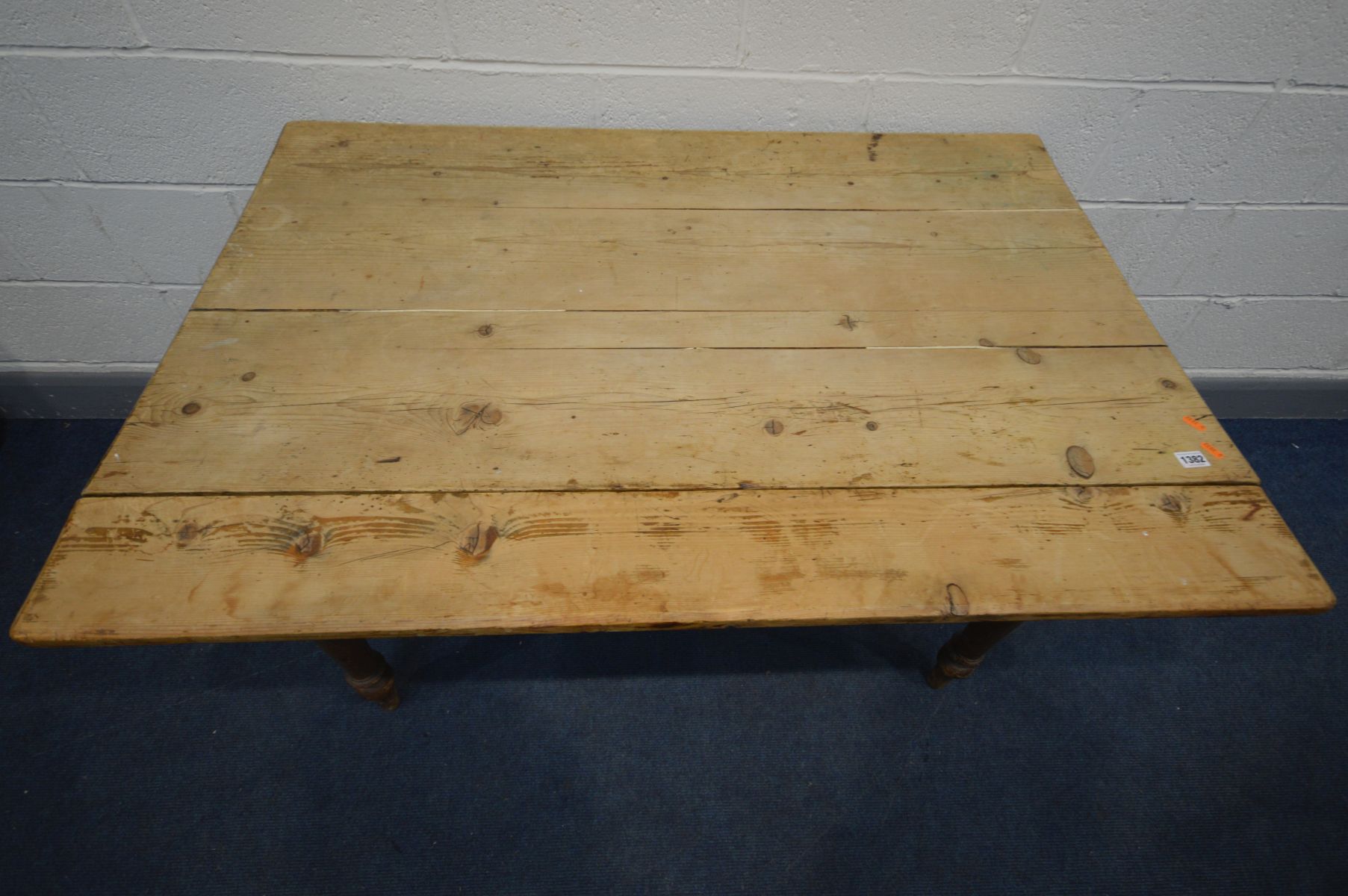 A VICTORIAN PINE KITCHEN TABLE, with a single drop leaf and single drawer, length 125cm x closed - Image 2 of 3