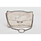 AN EDWARDIAN SILVER PURSE/CARD CASE Birmingham 1906 by Henry Williamson Ltd, Daphine engraved to the