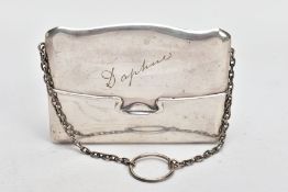 AN EDWARDIAN SILVER PURSE/CARD CASE Birmingham 1906 by Henry Williamson Ltd, Daphine engraved to the