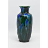 A MINTONS ASTRAWARE VASE, glazed in streaky blue and green, printed factory mark, height 10.5cm