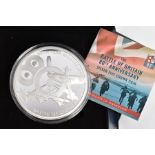 A BATTLE OF BRITAIN 80TH ANNIVERSARY .999 SILVER FIVE CROWNS and five ounce coin Tristan Da Cunha