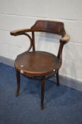 A THONET BENTWOOD STYLE OPEN ARMCHAIR