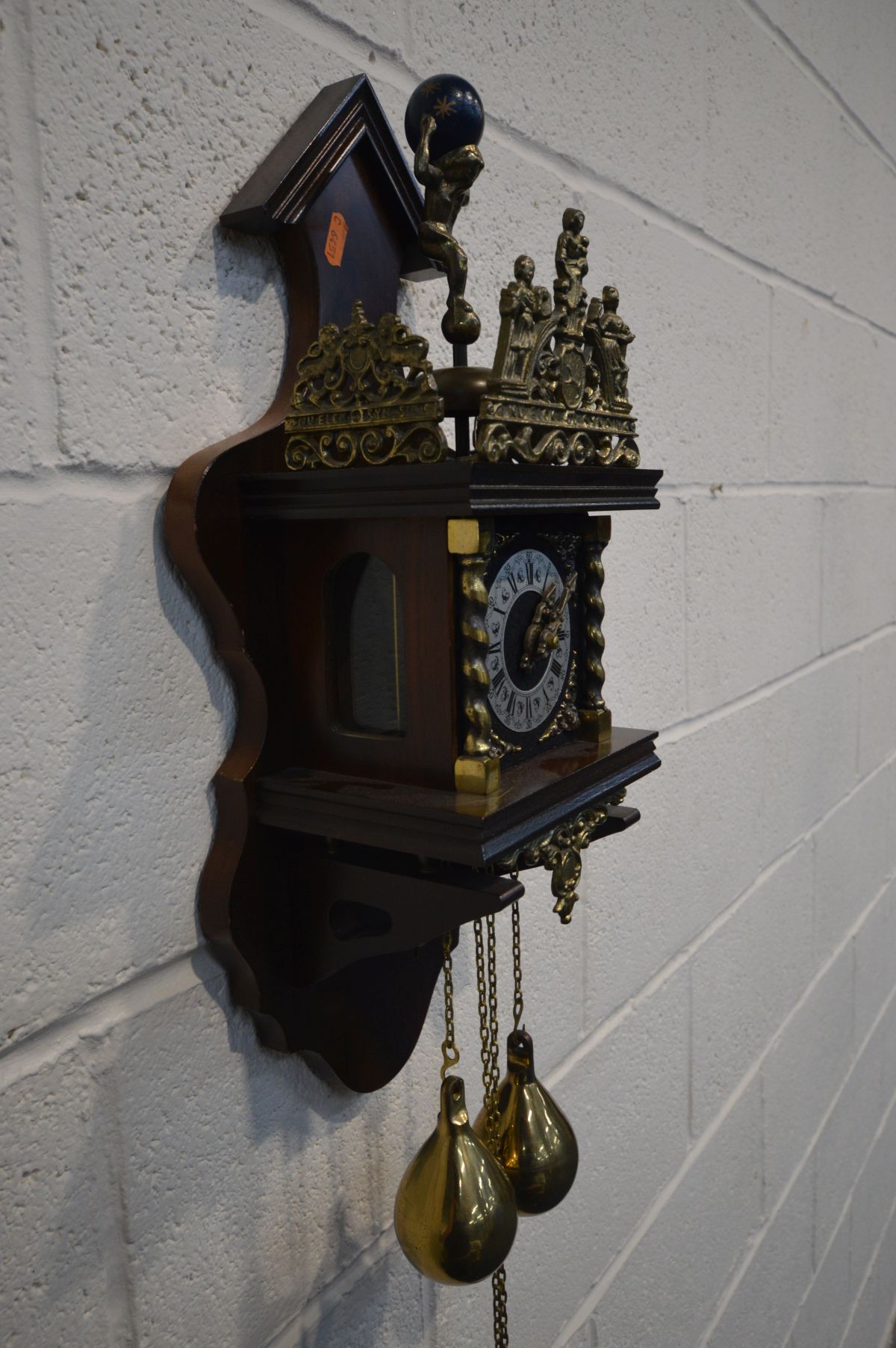 A DUTCH ZAANDAM WALL CLOCK, with a weight driven bell striking movement (two weights) - Image 2 of 3