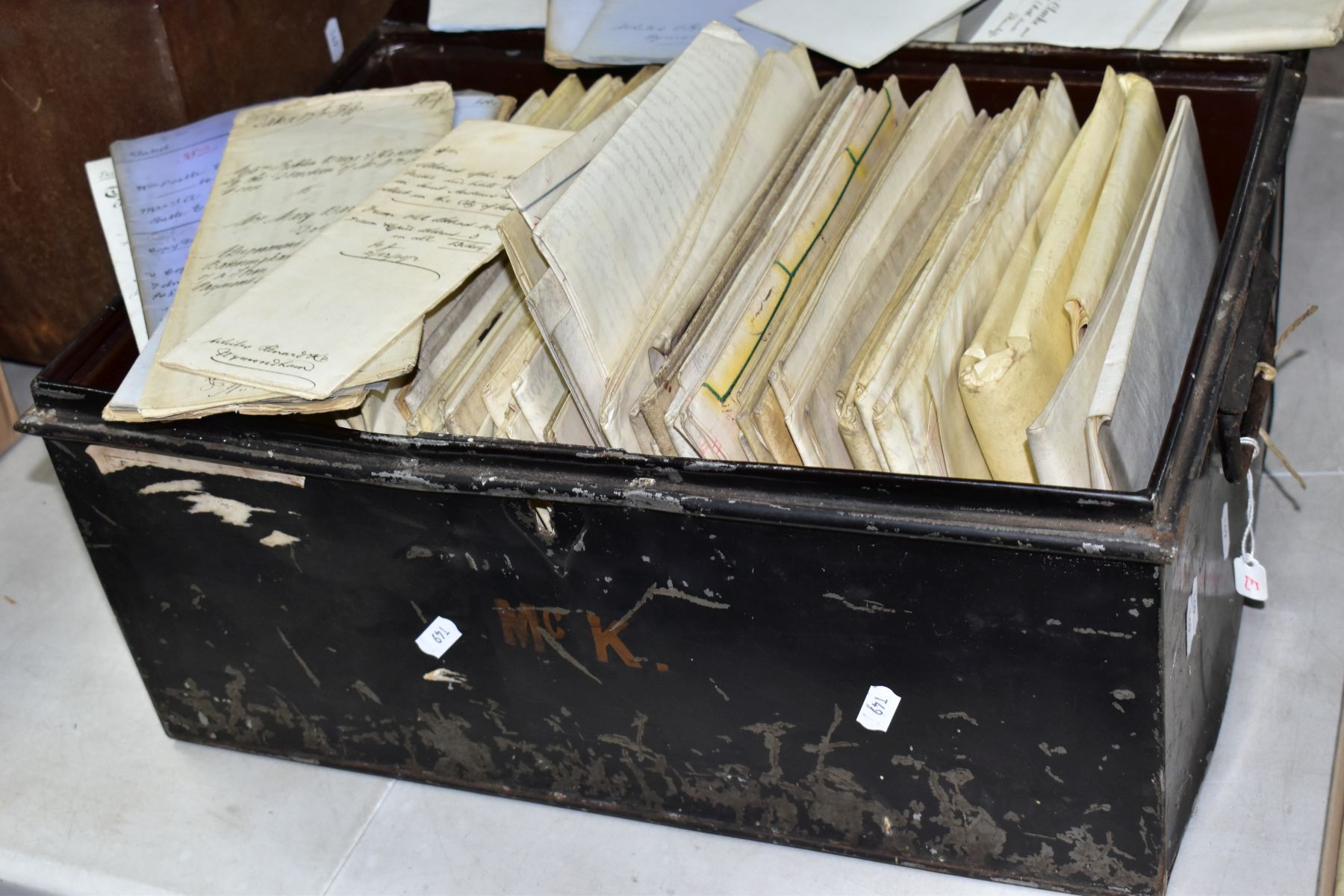 INDENTURES, a metal deed box containing indentures, conveyances, deeds, agreements, etc from the - Image 2 of 3