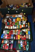 A QUANTITY OF UNBOXED AND ASSORTED PLAYWORN DIECAST VEHICLES, to include Matchbox, Husky, Corgi