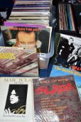 TWO TRAYS AND A CASE CONTAINING OVER ONE HUNDRED AND FIFTY LPs AND SINGLES including The Clash, T