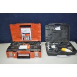 A FEIN MULTIMASTER FMM250Q 110v multi tool with attachments in case, 110v extension cord and a cased