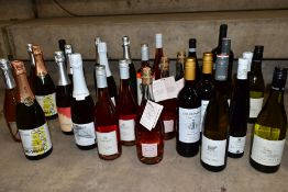 WINE, a collection of eleven bottles of sparkling wine, seven bottles of rose wine, six white