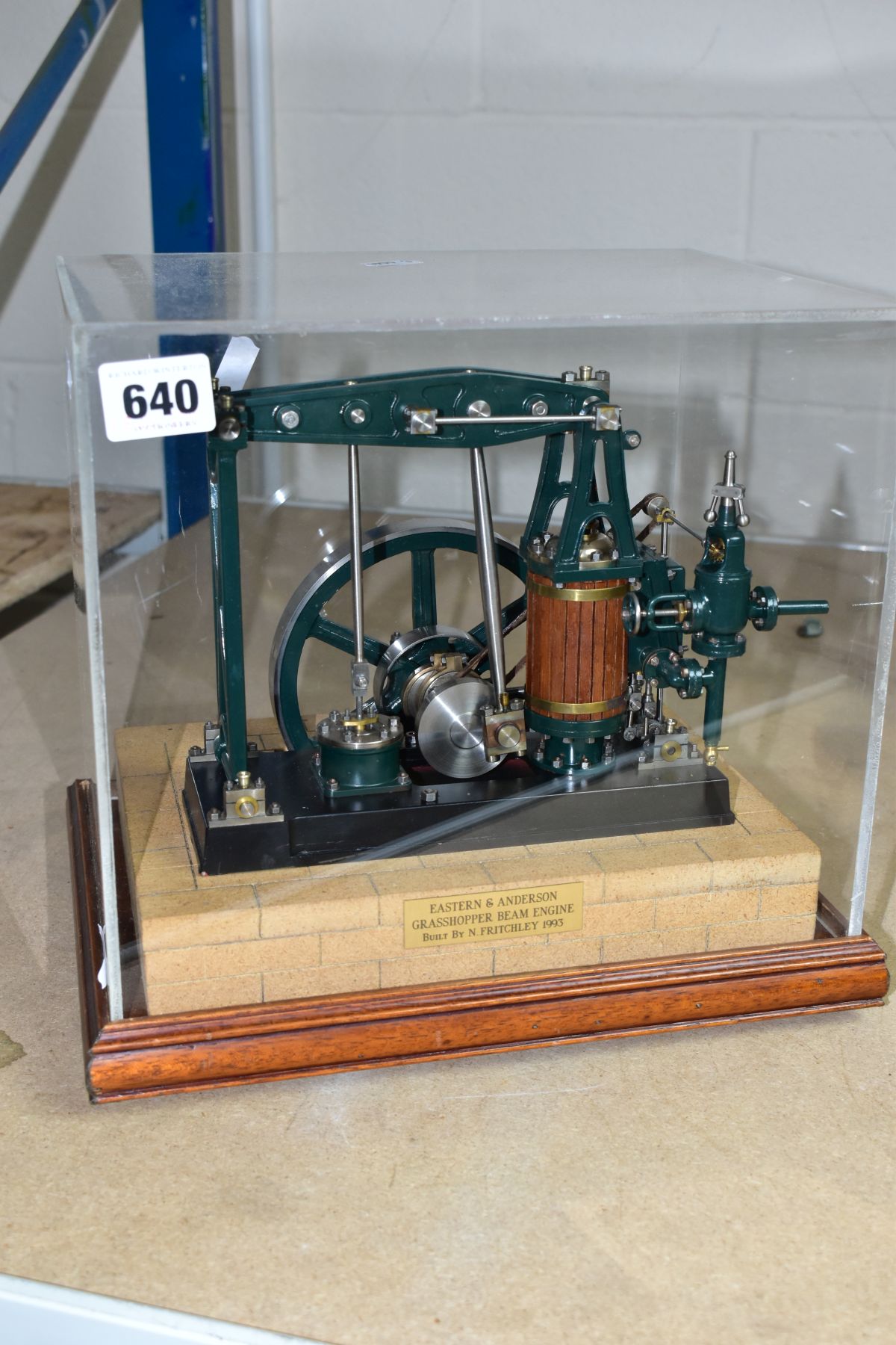 A CASED HANDBUILT SCALE MODEL OF AN EASTERN & ANDERSON GRASSHOPPER LIVE STEAM BEAM ENGINE, not