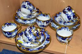 ROYAL ALBERT CROWN CHINA PART BLUE AND WHITE TEASET, decorated with Oriental scene (willow/Mikado