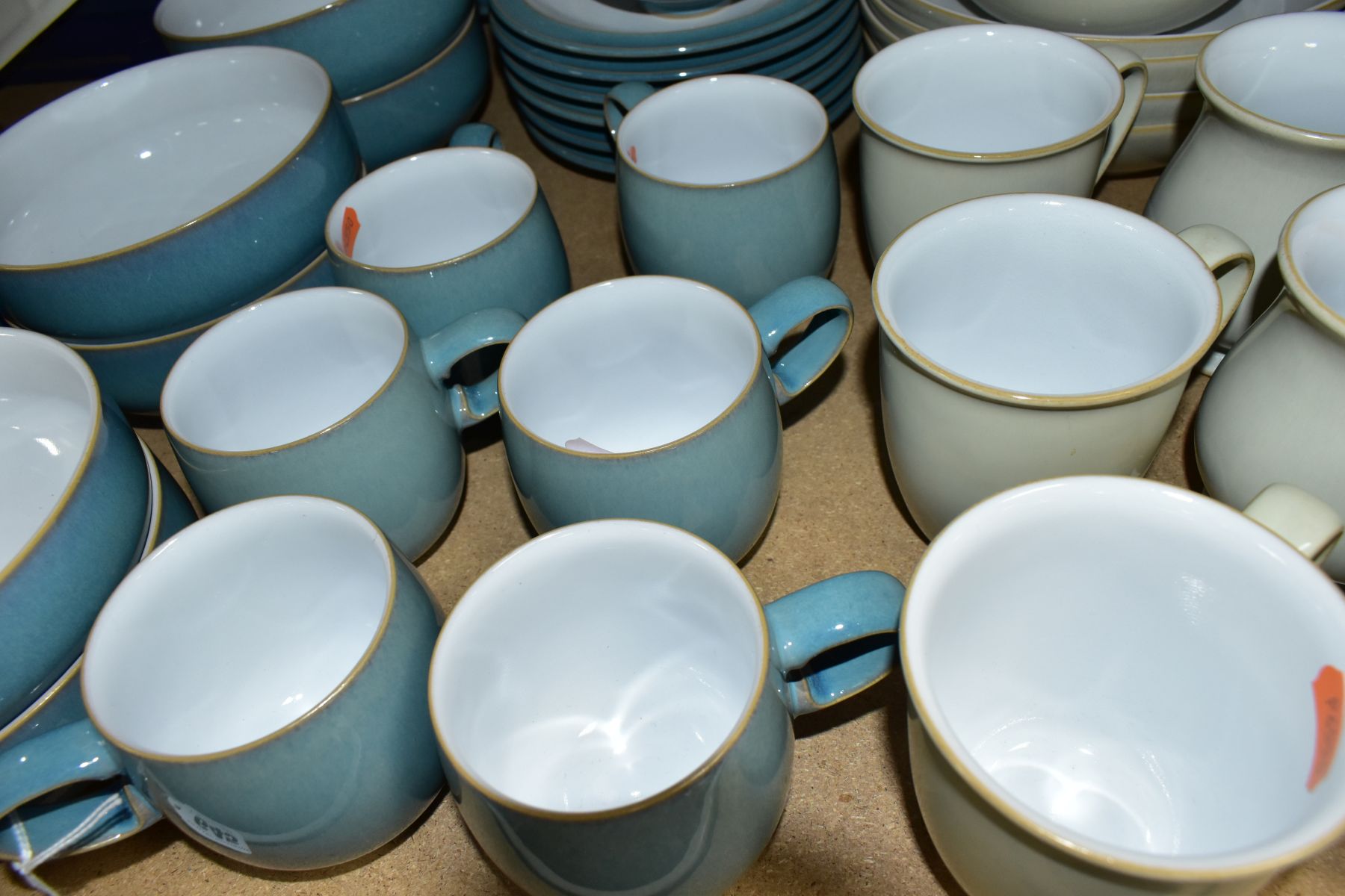 A QUANTITY OF DENBY DINNER WARES, in blue and stone coloured glazes, in the stone glaze three - Image 9 of 9