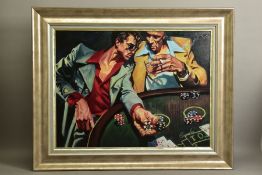 GABE LEONARD (AMERICAN CONTEMPORARY) 'AN EDUCATED GUESS' a limited edition print gamblers playing