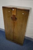 AN ART DECO TWO DOOR GENTLEMANS WARDROBE, width 77cm x depth 46cm x height 134cm (sd)