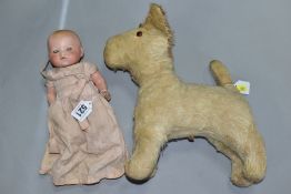 AN ARMAND MARSEILLE BISQUE HEAD BABY DOLL, nape of neck marked 'AM GERMANY 341/OR', sleeping blue