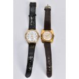TWO GENTS WRISTWATCHES, to include a gold plated hand wound watch, white dial signed 'Sekonda'