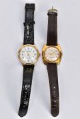 TWO GENTS WRISTWATCHES, to include a gold plated hand wound watch, white dial signed 'Sekonda'