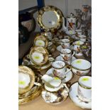 HAMMERSLEY TEA WARES, comprising a pheasant pattern coffee set for six, coffee pot cracked,