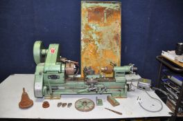 A VINTAGE MYFORD 10 SPEED METALWORKING LATHE with single phase motor, undertray, Myford Toolmec 3
