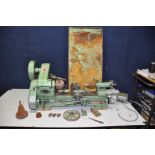 A VINTAGE MYFORD 10 SPEED METALWORKING LATHE with single phase motor, undertray, Myford Toolmec 3