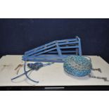 A 32CM NARROWBOAT FENDER, an anchor with shackle and a pair of car ramps (4)