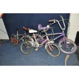 THREE CHILDS BIKES including a Raleigh Mission X1 , a Groovy Chick Chopper style girls and a Classic